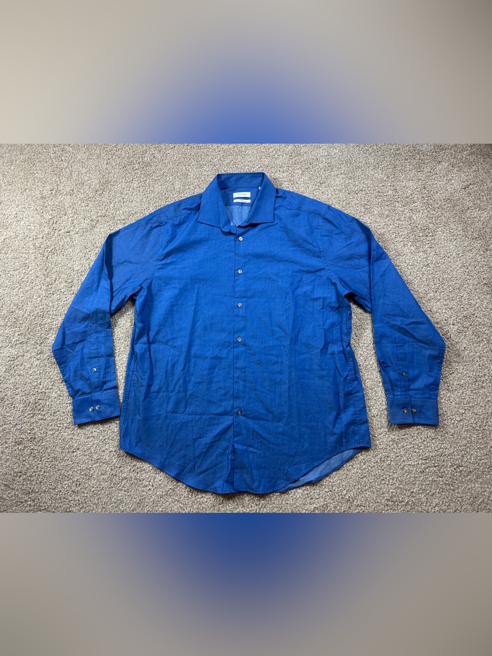 Calvin Klein Women’s Blue Slim Fit Stretch Button-Down Shirt Size XL